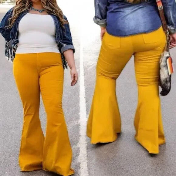 Mustard Yellow High Rise Flare Jeans | Stretch Boutique Denim | NWT | 16 - Picture 3 of 15